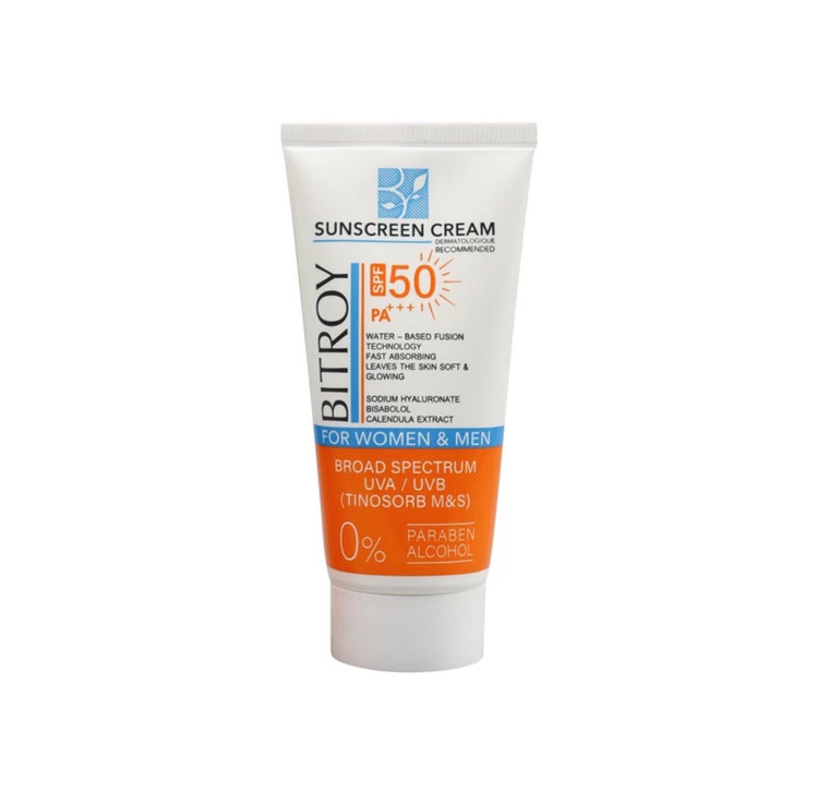 کرم ضد آفتاب بدون رنگ بیتروی SPF 50 مدل فیوژن واتر مناسب پوستهای نرمال و خشک حجم 50 میلیلیتر